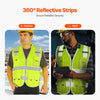 VEVOR Safety Vest, 10 Pockets Yellow Safety Vest, Hi Vis Zipper Front Safety Vest with Reflective Strips, High Visibility Work Construction Vest with Pockets and Walkie-Talkie Clip, for Men & Woman