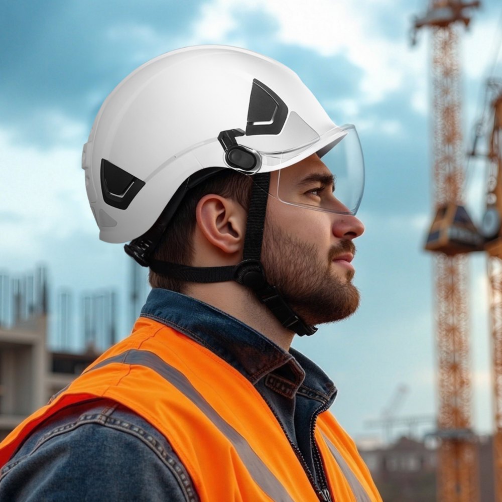 VEVOR Industrial Safety Helmet, ANSI/ISEA Z89.1 Approved ABS Hard Hat with Visor & 6-Point Ratchet Suspension, Adjustable Vented Hardhat for Men & Women, for Outdoor and Indoor Construction Workwear