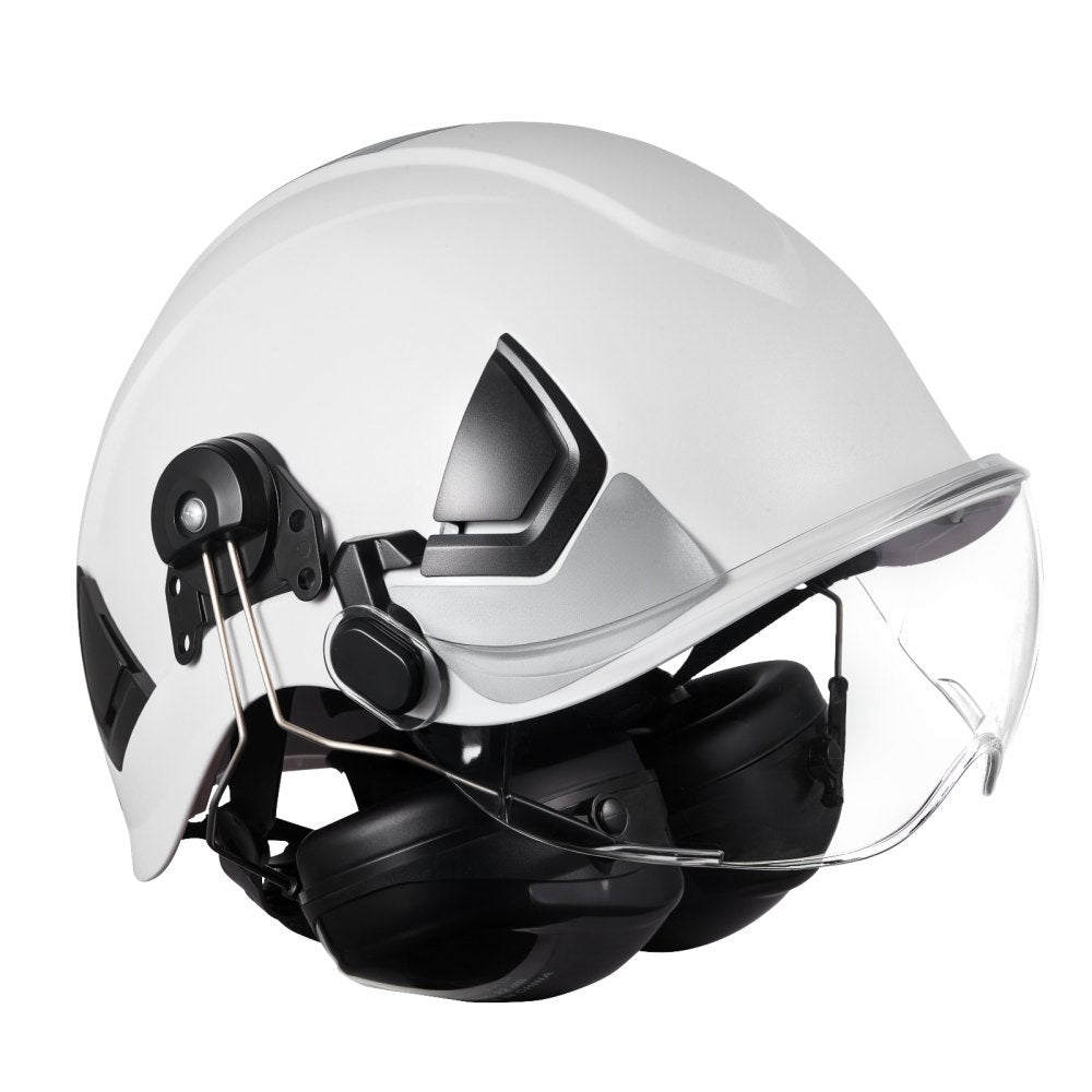 VEVOR Industrial Safety Helmet, ANSI/ISEA Z89.1 Approved ABS Hard Hat with Visor & Earmuffs, 6-Point Ratchet Suspension, Adjustable Vented Hardhat for Men & Women, for Outdoor Construction Workwear