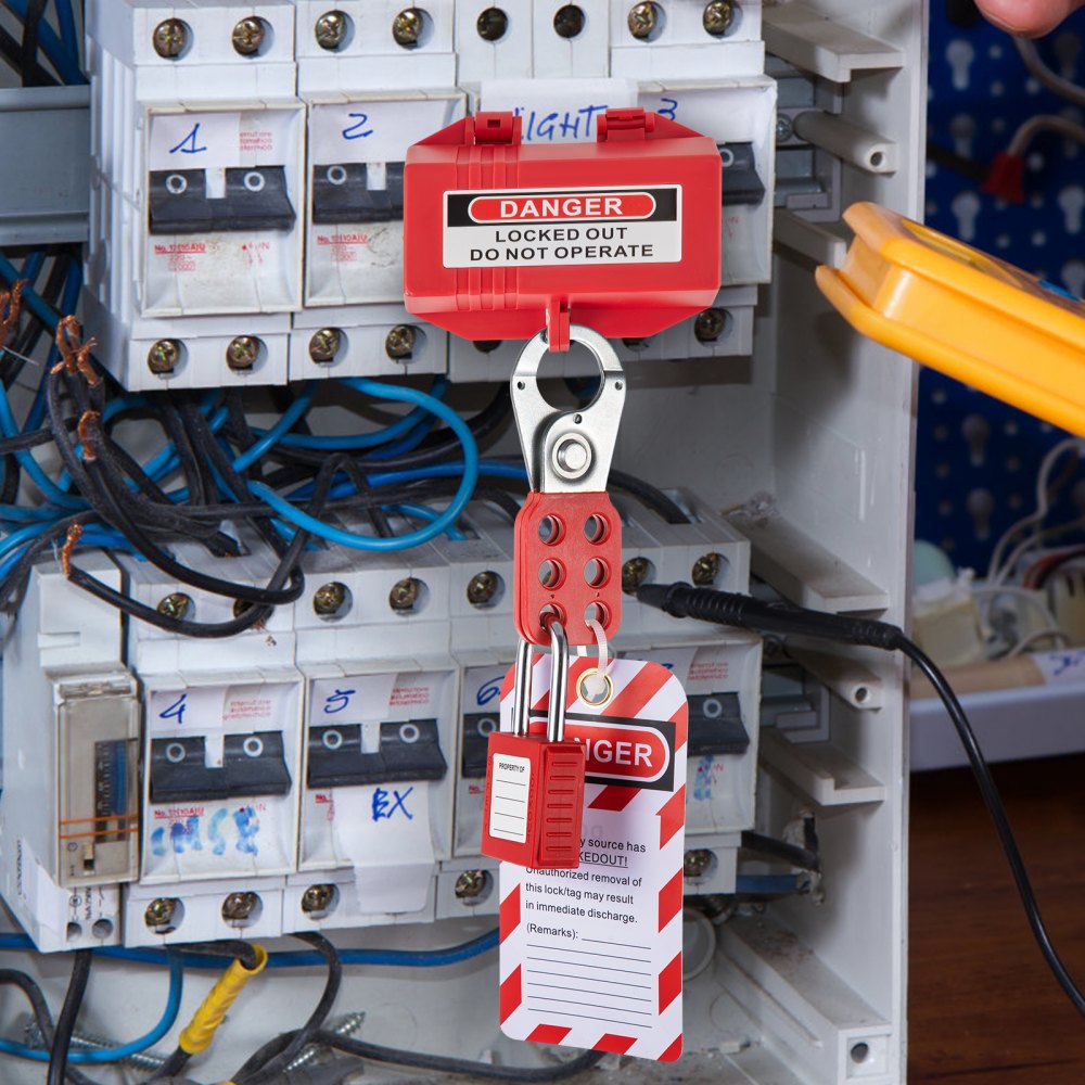 VEVOR 43 PCS Lockout Tagout Kits, Electrical Safety Loto Kit Includes Padlocks, 5 Kinds of Lockouts, Hasps, Tags & Ties, Box, Lockout Safety Tools for Electrical Risk Removal in Industrial, Machinery