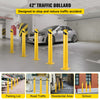 VEVOR 42"x5.5" Safety Bollard, 5-1/2" OD 42" Height Safety Barrier Bollard, Yellow Powder Coat Pipe Steel Safety Barrier, with 4 Free Anchor Bolts, for Traffic-Sensitive Area