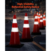 VEVOR Safety Cones, 8 x 30" Traffic Cones, PVC Orange Construction Cones, Reflective Collars Traffic Cones with Black Weighted Base Used for Traffic Control, Driveway Road Parking and School Improvem
