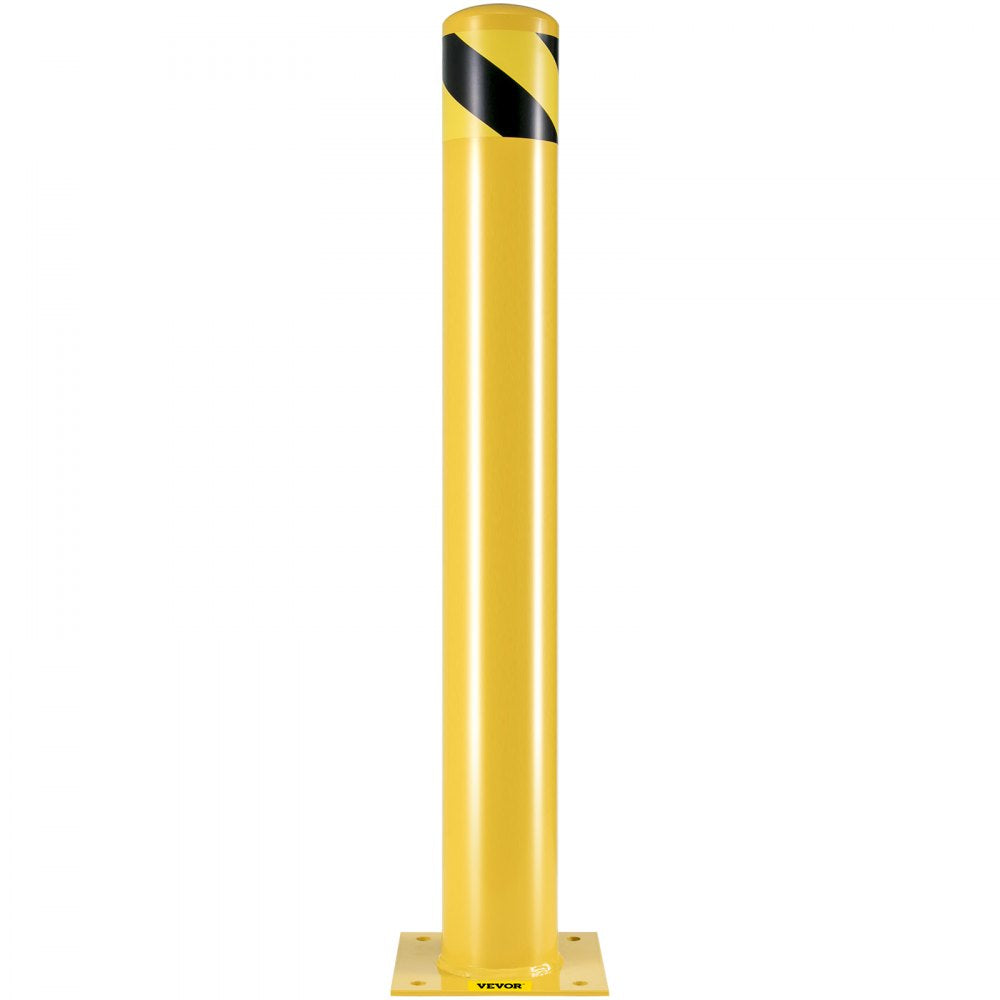 VEVOR Safety Bollard, 36 Inch Height Bollard Post, 4.5 Inch Diameter Steel Pipe Safety Bollard Post, Yellow Steel Bollard, Steel Safety Bollard with 8 Anchor Bolts, Perfect for Traffic-Sensitive Area