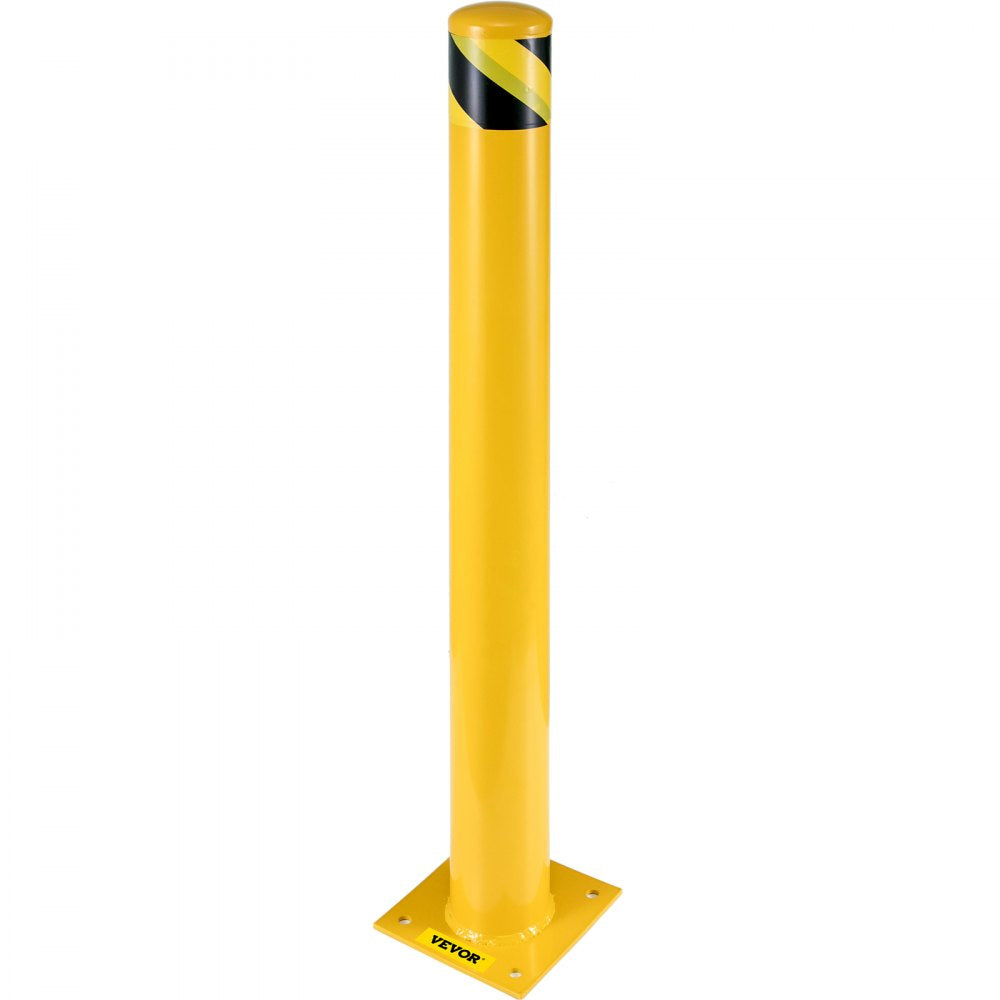 VEVOR Safety Bollard, 48 Inch Height Bollard Post, 5.5 Inch Diameter Steel Pipe Safety Bollard Post, Yellow Steel Bollard, Steel Safety Bollard with 8 Anchor Bolts, Perfect for Traffic-Sensitive Area