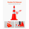 VEVOR Safety Cones, 10PCS 28\" Traffic Cones, PVC Orange Construction Cones, 2 Reflective Collars Traffic Cones with Weighted Base and Hand-Held Ring Used for Traffic Control, Driveway Road Parking
