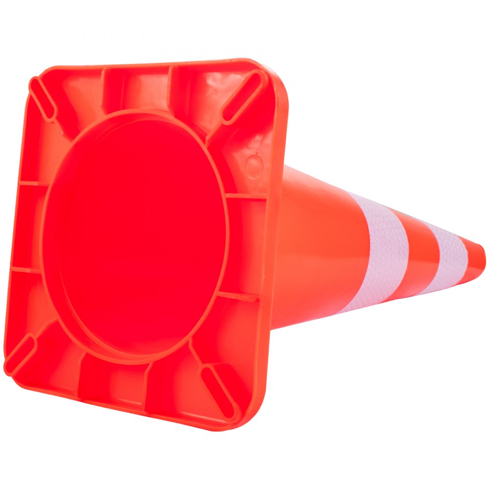 VEVOR Safety Cones, 10PCS 28\" Traffic Cones, PVC Orange Construction Cones, 2 Reflective Collars Traffic Cones with Weighted Base and Hand-Held Ring Used for Traffic Control, Driveway Road Parking