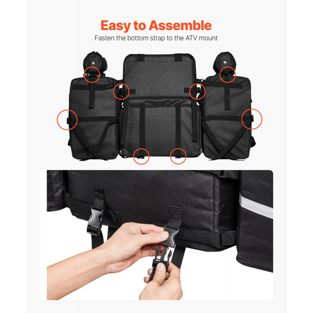 VEVOR ATV Rear Storage Bag, 54L ATV Rear Cargo Bag with 16L Cooler Insulated Bag, 600D Oxford Cloth Storage Rear Rack Seat Bag Fit Most ATVs with Rear Rack, Compatible with ATV, UTV, Can-Am Vehicles