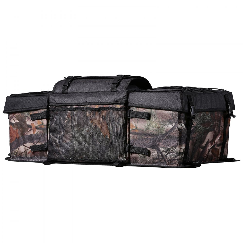 VEVOR ATV Rear Storage Bag, 68L ATV Rear Cargo Bag with Sponge Seat Cushion & Bottle Holder, 600D Oxford Cloth Storage Rear Rack Seat Bag Fit Most ATVs with Rear Rack, Compatible with ATV, UTV, Can-Am