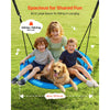 VEVOR Swing Set for Backyard, 40 in Saucer Swing Seat with Heavy Duty A-Frame Metal Stand, 440 lbs Load Capacity, Reinforced with Spiral Ground Anchors, Swingset Outdoor for Kids, Black and Blue
