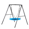 VEVOR Swing Set for Backyard, 40 in Saucer Swing Seat with Heavy Duty A-Frame Metal Stand, 440 lbs Load Capacity, Reinforced with Spiral Ground Anchors, Swingset Outdoor for Kids, Black and Blue