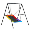 VEVOR Swing Set for Backyard, 60 x 32 in Swing Seat with Heavy Duty A-Frame Metal Stand, 440 lbs Load Capacity, Reinforced with Spiral Ground Anchors, Swingset Outdoor for Kids, Black and Colorful