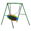 VEVOR Swing Set for Backyard, 40 in Saucer Swing Seat with Heavy Duty A-Frame Metal Stand, 440 lbs Load Capacity, Reinforced with Spiral Ground Anchors, Swingset Outdoor for Kids, Green and Colorful