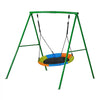 VEVOR Swing Set for Backyard, 40 in Saucer Swing Seat with Heavy Duty A-Frame Metal Stand, 440 lbs Load Capacity, Reinforced with Spiral Ground Anchors, Swingset Outdoor for Kids, Green and Colorful