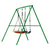 VEVOR Swing Set for Backyard, 32 in Saucer Swing Seat and Belt Seat, with Heavy Duty A-Frame Metal Stand, 440 lbs Load Capacity, Reinforced with Spiral Ground Anchors, Swingset Outdoor for Kids
