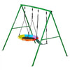 VEVOR Swing Set for Backyard, 32 in Saucer Swing Seat and Belt Seat, with Heavy Duty A-Frame Metal Stand, 440 lbs Load Capacity, Reinforced with Spiral Ground Anchors, Swingset Outdoor for Kids