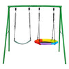 VEVOR Swing Set for Backyard, 32 in Saucer Swing Seat and Belt Seat, with Heavy Duty A-Frame Metal Stand, 440 lbs Load Capacity, Reinforced with Spiral Ground Anchors, Swingset Outdoor for Kids