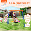 VEVOR Swing Sets for Backyard, 440lbs Load Capacity Swing Set, 40" Saucer Swing Seat with Heavy Duty A-Frame Metal Swing Stand and Adjustable Rope, Easy to Assemble, Swingset Outdoor for Kids