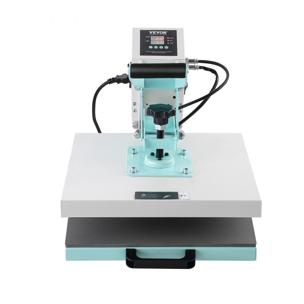 VEVOR Heat Press Machine 15" x 15" Digital Slide Out Heat Transfer Machine, for T-Shirts/Pillows/Bags, Fast and Even Heating, 2-Layer Insulation Cotton, Heat Transfer Machine, Precise Control, Green