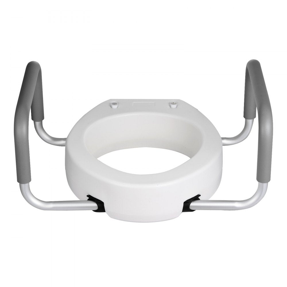 VEVOR Raised Toilet Seat with Arms, 300 lbs Load Capacity, 3.5-Inch Lift Height, Widened Commode Elevated Toilet Seat Riser with Padded Handles for Seniors, Elderly, Handicap, Disabled, and Adults