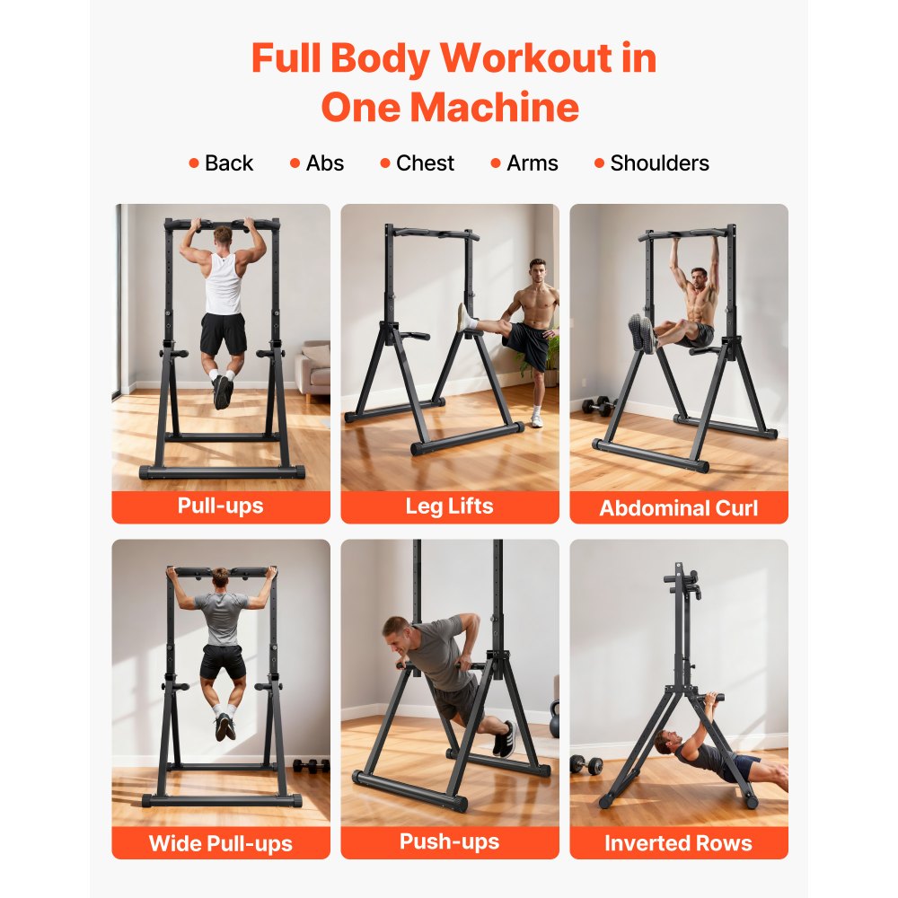 VEVOR Pull Up Bar, 330LBS Capacity Portable Pullup Bar Station, Pullup Bars Free Standing with Triangular Structure & Heavy-Duty Steel Tube, 9 Level Height Adjustment Gravity Fitness for Arms, Back