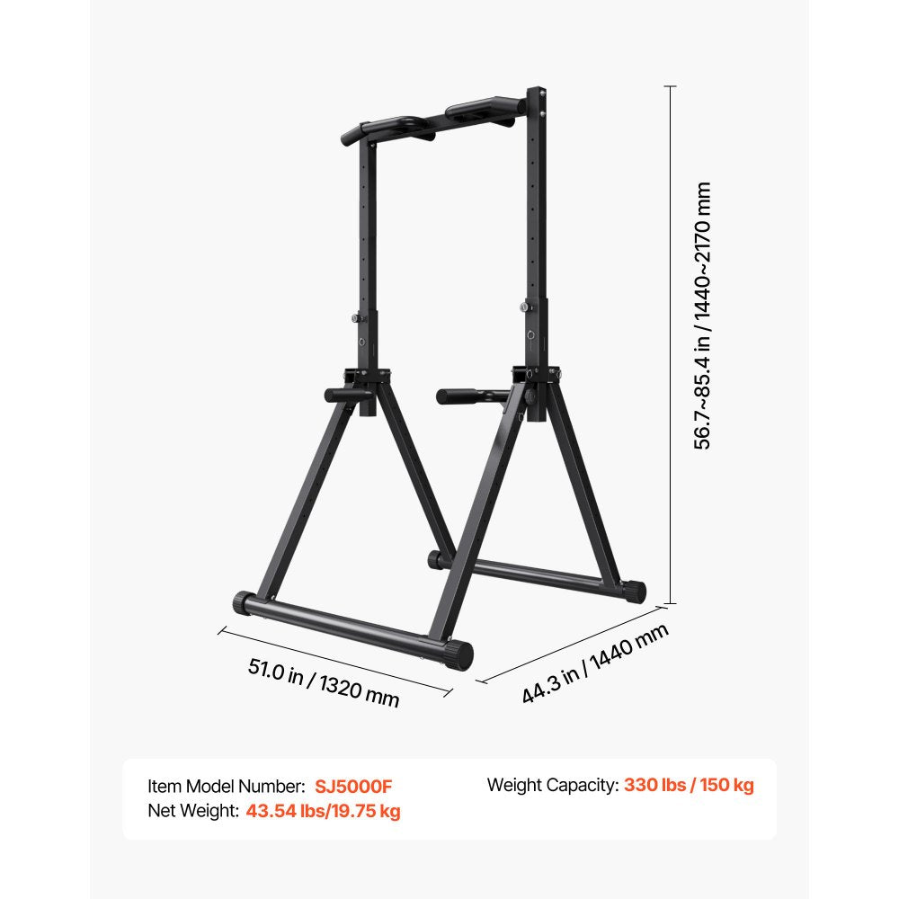 VEVOR Pull Up Bar, 330LBS Capacity Portable Pullup Bar Station, Pullup Bars Free Standing with Triangular Structure & Heavy-Duty Steel Tube, 9 Level Height Adjustment Gravity Fitness for Arms, Back