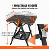 VEVOR Convertible Workstation, Dual-Function as Sawhorse/Workbench, Supports up to 1000 lbs, 7 Height Options, Durable Steel Frame, Compact Folding Design with Wood Clamp, Includes 4 Bench Dogs & 2