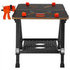 VEVOR Convertible Workstation, Dual-Function as Sawhorse/Workbench, Supports up to 1000 lbs, 7 Height Options, Durable Steel Frame, Compact Folding Design with Wood Clamp, Includes 4 Bench Dogs & 2