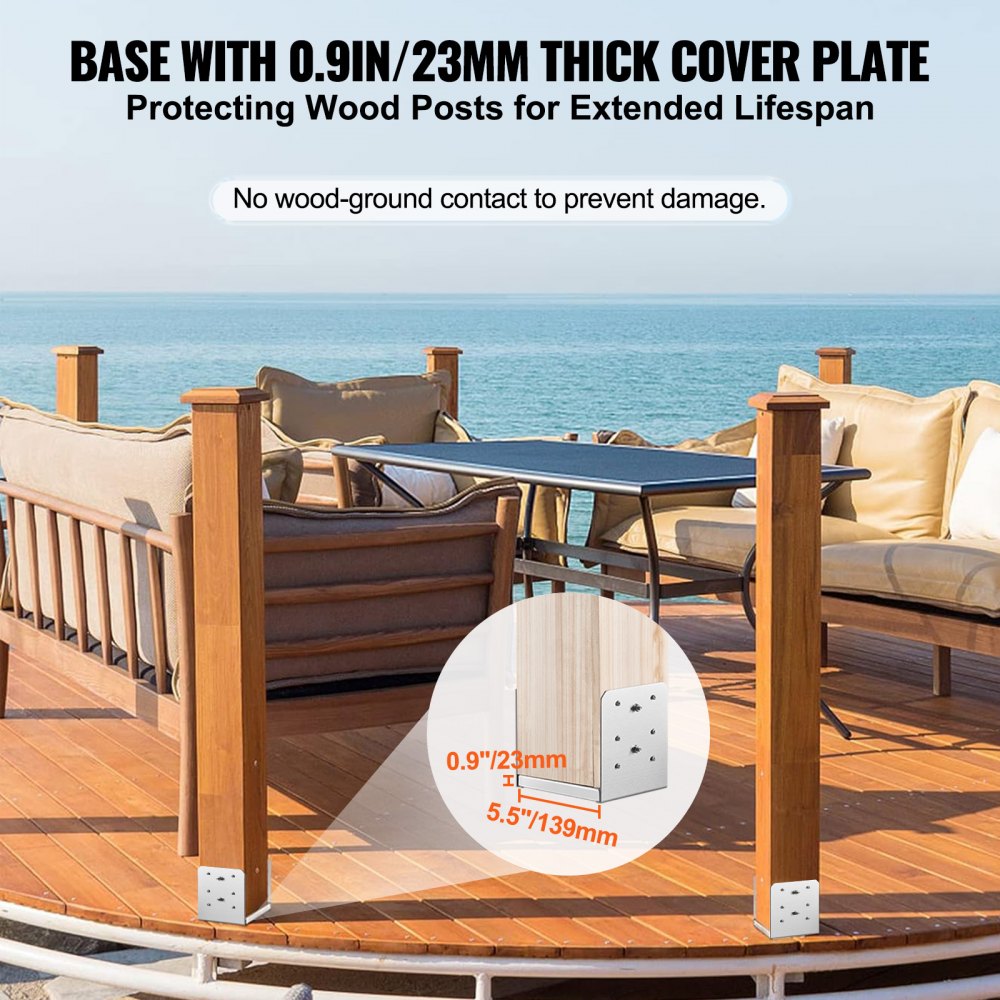 VEVOR 6"x 6" Post Base, 10Pcs Stainless Steel Adjustable Post Anchor Bracket(Internal 5.9 x 5.5"), Adjustable Post Base for Pavilion Deck Porch Handrail Railing Support Decorative Anchor Plate