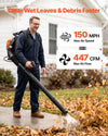 VEVOR Backpack Leaf Blower, 43CC 2-Stroke Engine Gas Powered Leaf Blower with 1.38L Fuel Tank, 447 CFM Air Volume, 150 MPH Air Speed, Ideal for Lawn Care, Leaves Cleaning, Yard Debris & Snow Removal