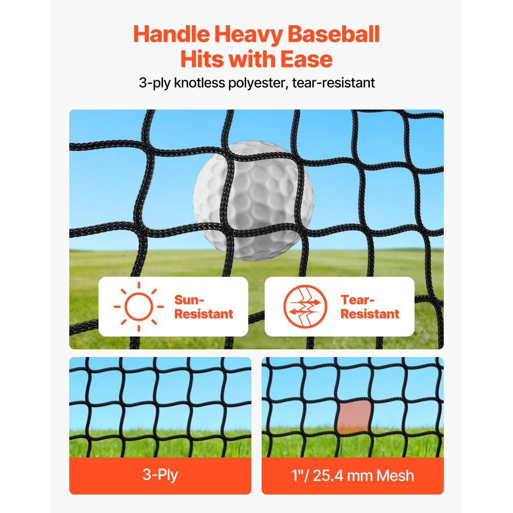 VEVOR Golf Batting Cage, 10 x 10 x 10 FT Golf Cage, Driving Hitting Cages with 3-Ply Knotless Polyester, Golfs Target & 9-Hole Baseball Target, Golfs Hitting Net for Indoor, Outdoor, Backyard