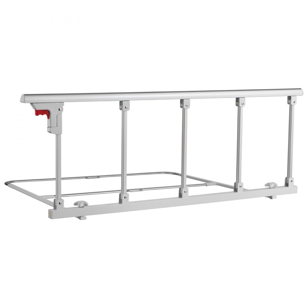 VEVOR Foldable Bed Rail for Elderly, 48 in Bedside Assist Rail with Fixing Strap, Adjustable Height Pipe Bedside Cane, High-Strength Metal Senior Bed Bar, Hand Guard Grab Fits King, Queen, Full, Twin