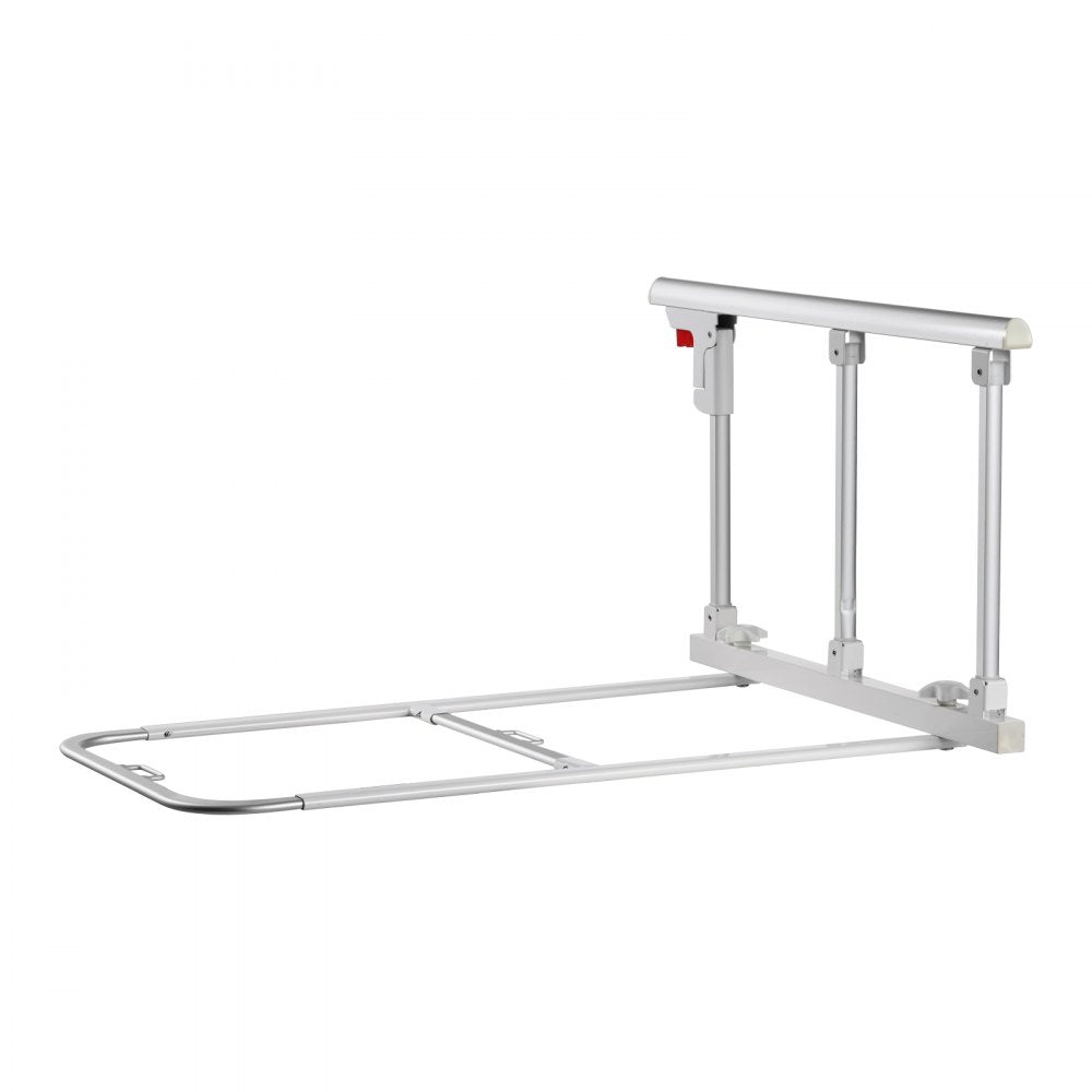 VEVOR Foldable Bed Rail for Elderly, 28 in Bedside Assist Rail with Fixing Strap, Adjustable Height Pipe Bedside Cane, High-Strength Metal Senior Bed Bar, Hand Guard Grab Fits King, Queen, Full, Twin