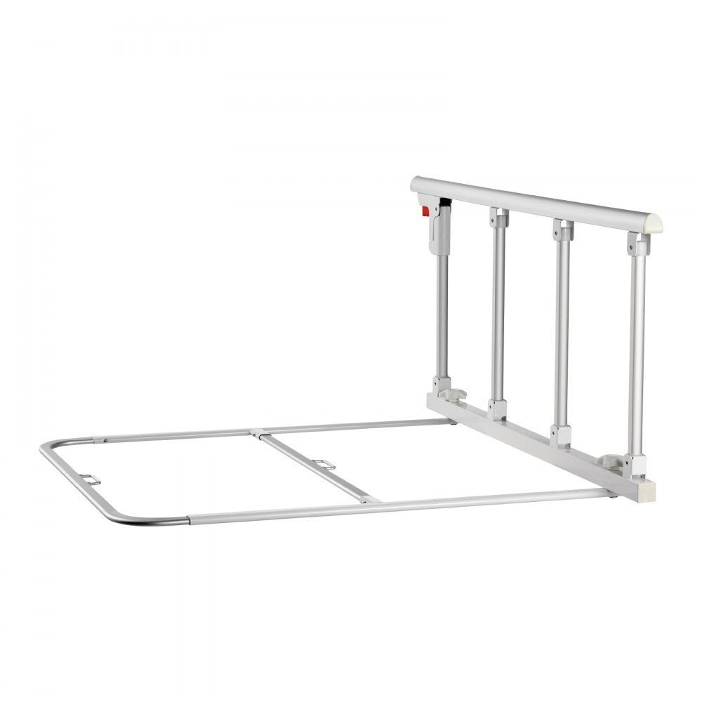 VEVOR Foldable Bed Rail for Elderly, 38 in Bedside Assist Rail with Fixing Strap, Adjustable Height Pipe Bedside Cane, High-Strength Metal Senior Bed Bar, Hand Guard Grab Fits King, Queen, Full, Twin