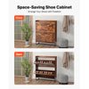 VEVOR Shoe Cabinet with 2 Flip Drawers, Farmhouse Shoes Storage Cabinet with Metal Legs and Anti-Tipping Device, Freestanding Shoe Organizer Ideal for Entryway, Hallway, Bedroom, Living Room, Brown