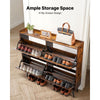 VEVOR Shoe Cabinet with 4 Flip Drawers, Farmhouse Shoes Storage Cabinet with Wood Legs and Anti-Tipping Device, Freestanding Shoe Organizer Ideal for Entryway, Hallway, Bedroom, Living Room, Brown