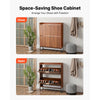 VEVOR Shoe Cabinet with 2 Flip Drawers, Mid-Century Shoes Storage Cabinet with Anti-Tipping Device, Freestanding Fluted Shoe Organizer, Ideal for Entrance, Hallway, Bedroom, Living Room, Walnut