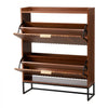 VEVOR Shoe Cabinet with 2 Flip Drawers, Mid-Century Shoes Storage Cabinet with Anti-Tipping Device, Freestanding Fluted Shoe Organizer, Ideal for Entrance, Hallway, Bedroom, Living Room, Walnut