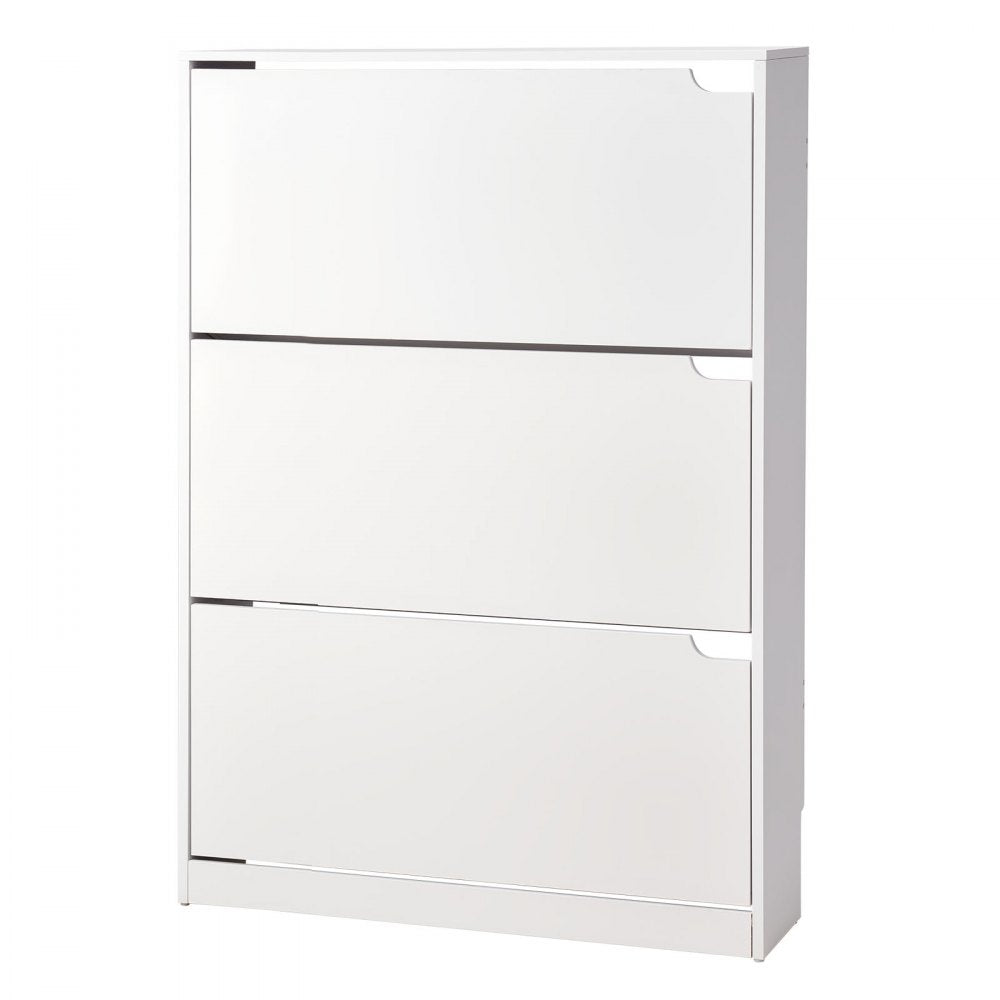 VEVOR Shoe Cabinet with 3 Flip Drawers, Modern Shoes Storage Cabinet with Anti-Tipping Device, Freestanding Shoe Rack Organizer, Ideal for Entryway, Hallway, Bedroom, Living Room, Closet, White