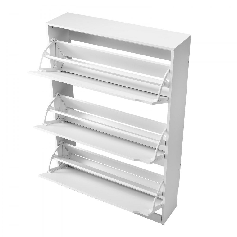 VEVOR Shoe Cabinet with 3 Flip Drawers, Modern Shoes Storage Cabinet with Anti-Tipping Device, Freestanding Shoe Rack Organizer, Ideal for Entryway, Hallway, Bedroom, Living Room, Closet, White