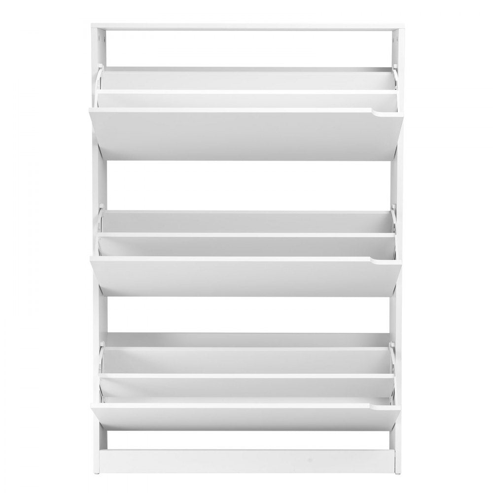 VEVOR Shoe Cabinet with 3 Flip Drawers, Modern Shoes Storage Cabinet with Anti-Tipping Device, Freestanding Shoe Rack Organizer, Ideal for Entryway, Hallway, Bedroom, Living Room, Closet, White