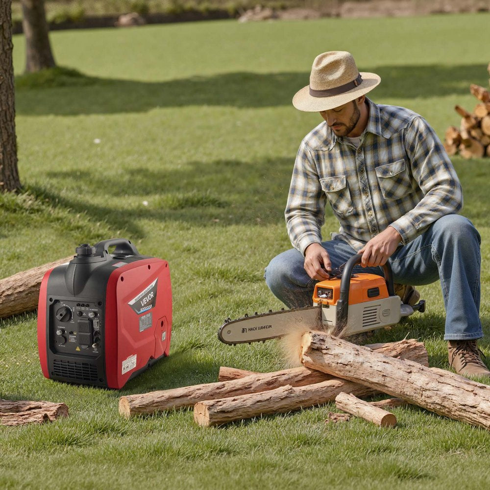 VEVOR Inverter Generator, 2900W Peak Watt Quiet Inverter Generator, Portable Inverters Generators for Home Use, Gas Powered, Compact and Lightweight Design - Stable Power, CO Sensor, Long Run Time