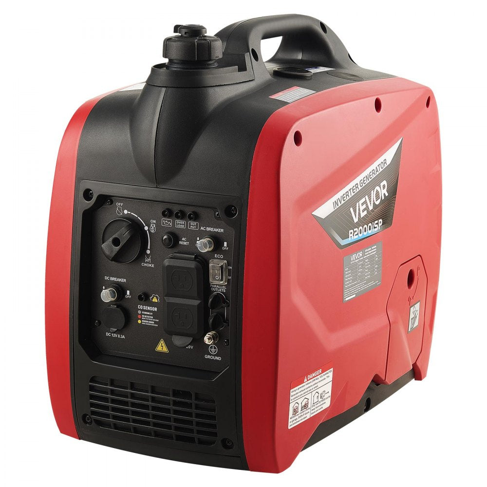 VEVOR Inverter Generator, 2900W Peak Watt Quiet Inverter Generator, Portable Inverters Generators for Home Use, Gas Powered, Compact and Lightweight Design - Stable Power, CO Sensor, Long Run Time