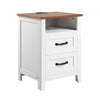 VEVOR Farmhouse Nightstands, with Charging Station, Set of 2, End Tables with 2 Drawers and Open Shelf, Bedside Storage Cabinets, Rustic Side Tables with USB Port, for Bedroom, Living Room, White