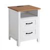 VEVOR Farmhouse Nightstand, with Charging Station, End Table with 2 Drawers and Open Shelf, Bedside Storage Cabinet, Rustic Side Table with USB Port and AC Outlets, for Bedroom, Living Room, White