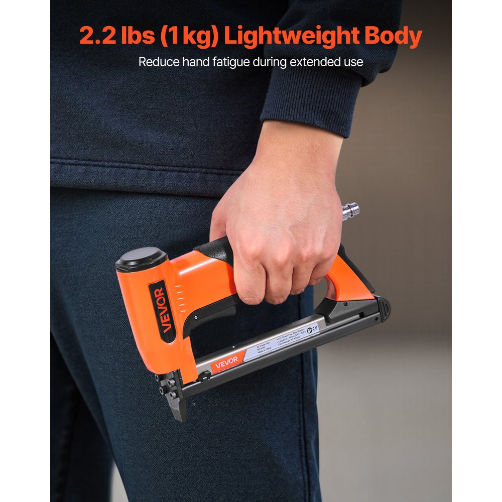 VEVOR Pneumatic Staple Gun, 21 Gauge Air Upholstery Stapler for 80 Series Fine Wire Staples 1/2" Crown 1/4"-5/8" Length, Max 150PCS Loading Air Staple Gun for Upholstering, Woodworking, DIY Projects