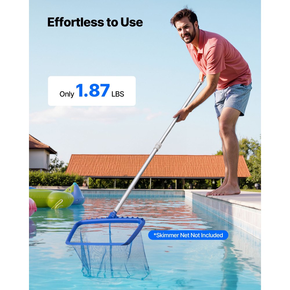 VEVOR Pool Pole, 3.4 to 12 Ft Telescoping Swimming Pool Cleaning Poles, Professional Adjustable Telescopic Pole with Extension Pole, Heavy Duty Cleaner Stick for Skimmer Net, Rake, Brush, Vacuum Head