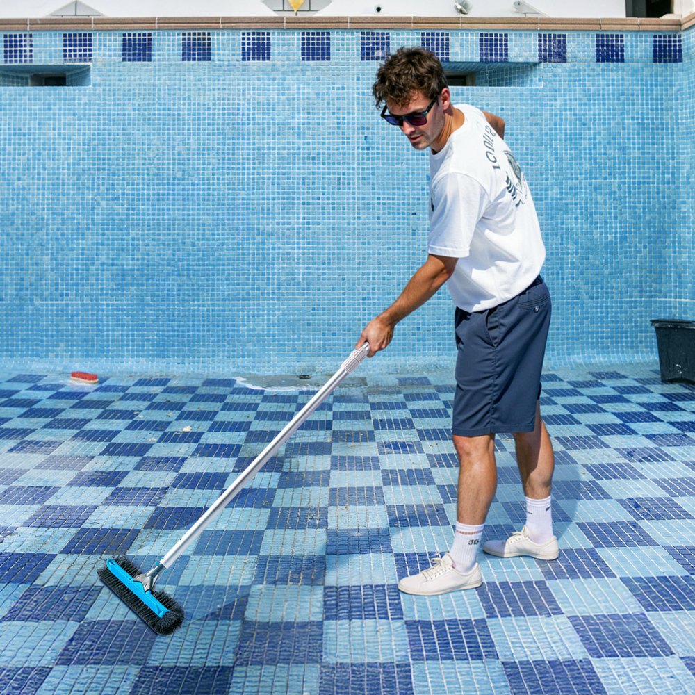 VEVOR Pool Brush Head, 20 Inch Scrub Brushes with Nylon Bristles and Aluminum Pole Connector, Heavy Duty Curved Brush Head for Cleaning Inground/Above Ground Swimming Pool Walls, Pole Not Included