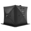VEVOR Portable Ice Shelter, 1-2 Person Pop-Up Ice Fishing Tent, 24 Square Feet Fishable Area, Ice Shanty for Winter Fishing, Waterproof Oxford Ice Cube with Anchors/Ropes/Carrying Bag, 60"x60", Black