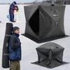 VEVOR Portable Ice Shelter, 3-4 Person Pop-Up Ice Fishing Tent, 43 Square Feet Fishable Area, Ice Shanty for Winter Fishing, Waterproof Oxford Ice Cube with Anchors/Ropes/Carrying Bag, 90"x90", Black