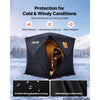 VEVOR Pop Up Ice Fishing Tent 1-2 Person 59 x 59 x 65 in Portable Shelter, for Winter Fishing, 24 sq ft Area, 300D Oxford Fabric Hub-Style Shanty, Ice Cube with Anchors, Ropes, Carrying Bag, Black